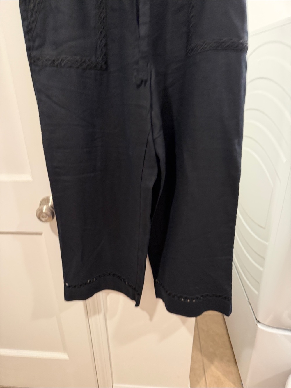 Joie Black Linen Flat-Front Casual Pant